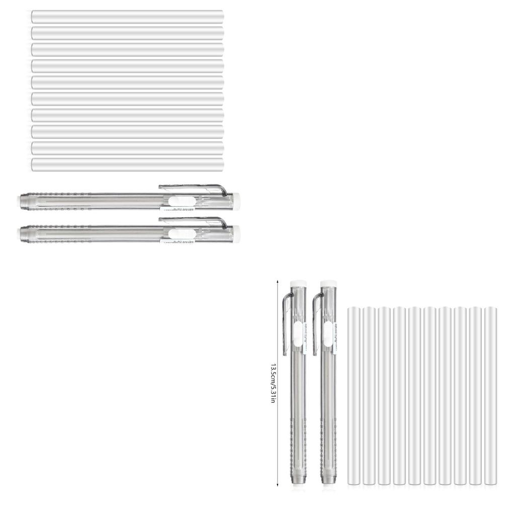 Retractable Eraser Pen Click - 12x ペン型消しゴム 格納式機械式消しゴム 交換用消しゴムリフィル付き 学生用学校事務用品