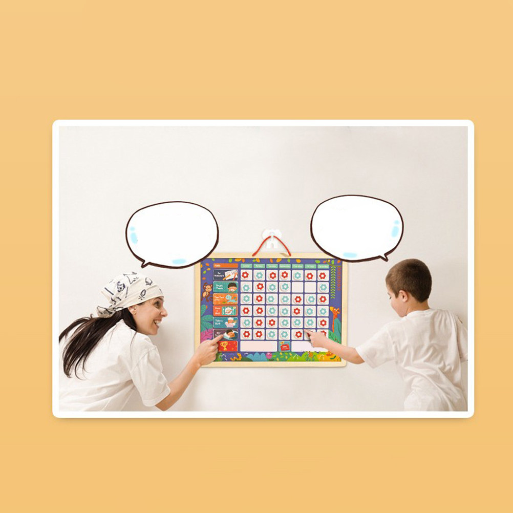 Kids Magnetic Reward Chart Board - 子供向けの磁石式責任表。木製の行動記録ボードで、幼児向けの教育的な自己規律を促す報酬システム。