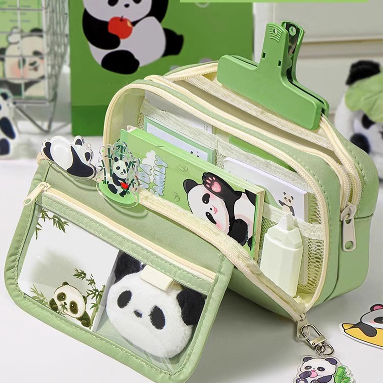 Aesthetic Large Pencil Case Pouch - 美的ペンケース パンダペンケース 大容量アニマルペンケース かわいいペンポーチ パンダ文具ケース ジッパー付き