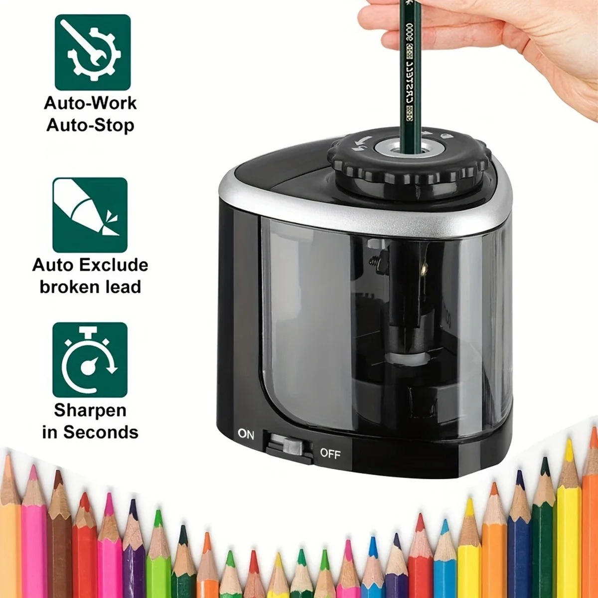 Electric Pencil Sharpener Usb - 電動鉛筆削り器アセンブリデスクトップ自動鉛筆削り器学生学校オフィス文具用の鉛筆（6-8mm）に適しています