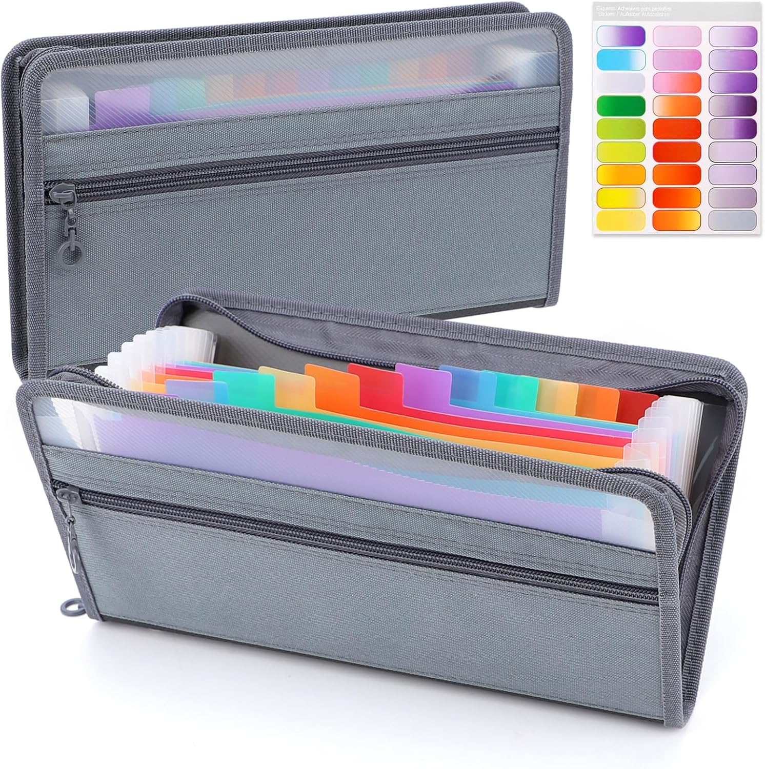 小型アコーディオンA6ファイルオーガナイザー、安全ジッパー付 - Expandable Accordion File Folder 13 Pockets のレビューと価格