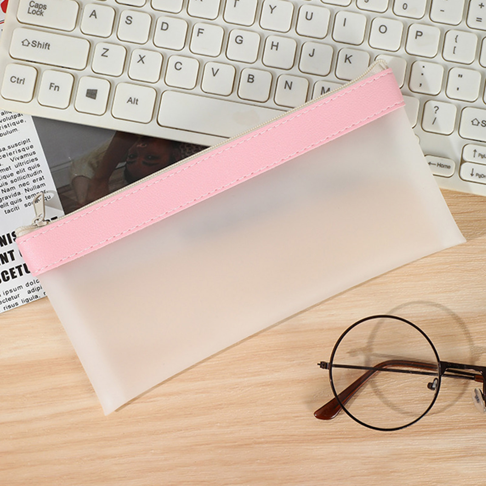 学生のための透明なつや消しペンシルケース,大容量ポーチ,素敵 - Aesthetic Large Pencil Case Pouch のレビューと価格