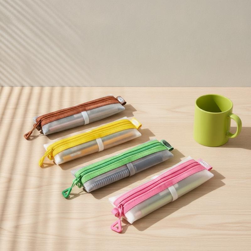 透明メッシュペンシルポーチ、ダブルジッパー、調節可能な固定ス - Clear Mesh Pencil Pouch For Exam のレビューと価格