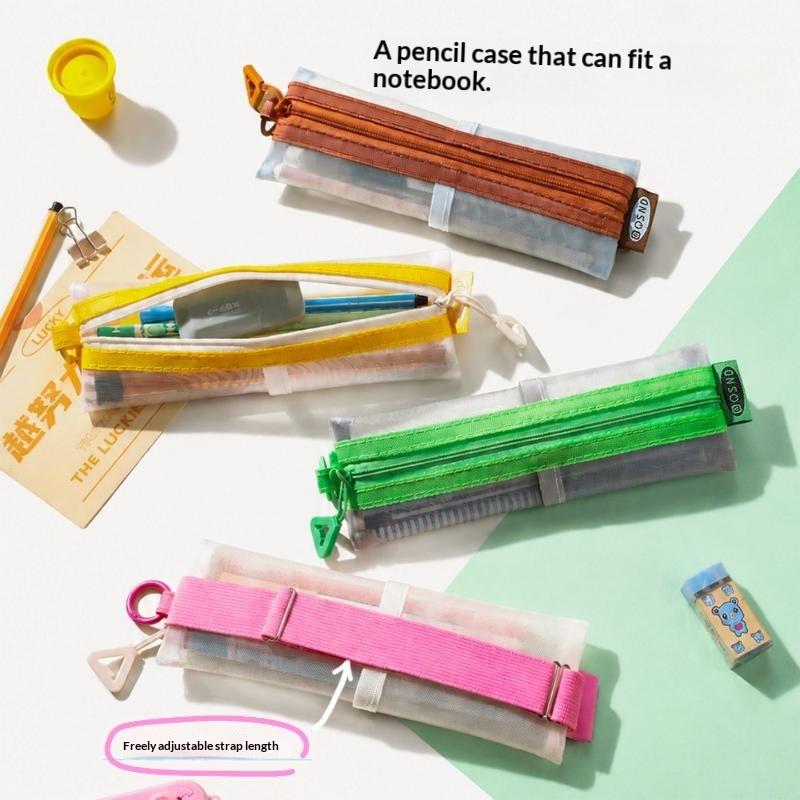 透明メッシュペンシルポーチ、ダブルジッパー、調節可能な固定ス - Clear Mesh Pencil Pouch For Exam のレビューと価格